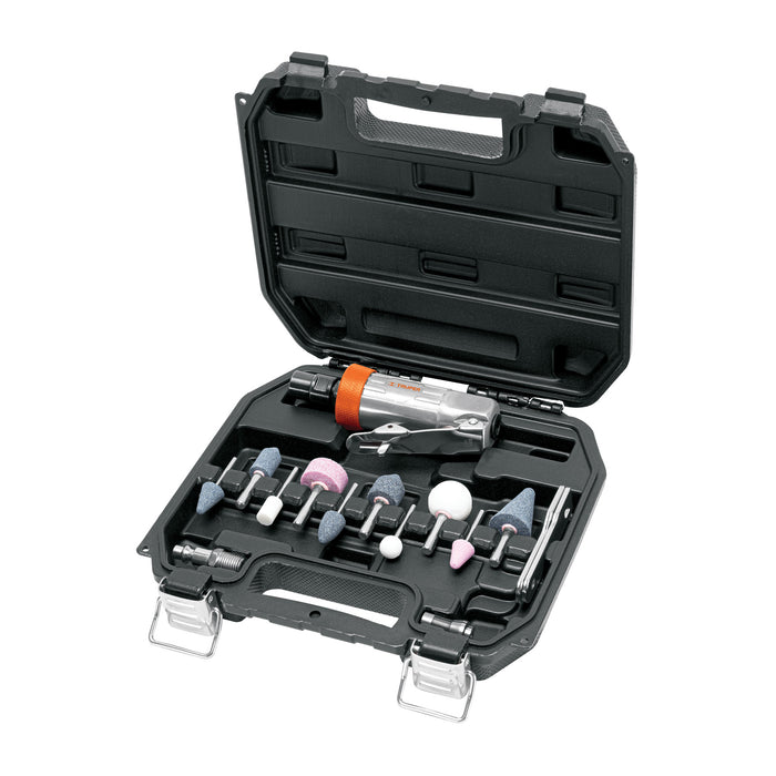 Kit de mini esmeriladora 1/4' con estuche plástico, Truper 16887 TPN-876K-2