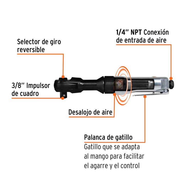 Matraca de impacto neumática 3/8', Truper 16888 TPN-886-2