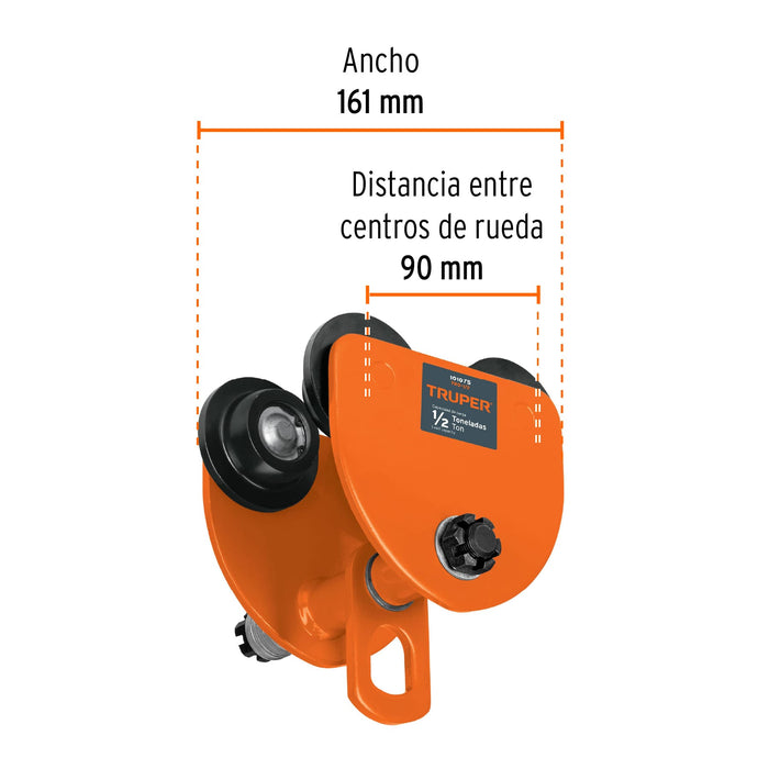 Trole de carga 1/2 ton para vigas IPS e IPR, ajustable Código: 101075