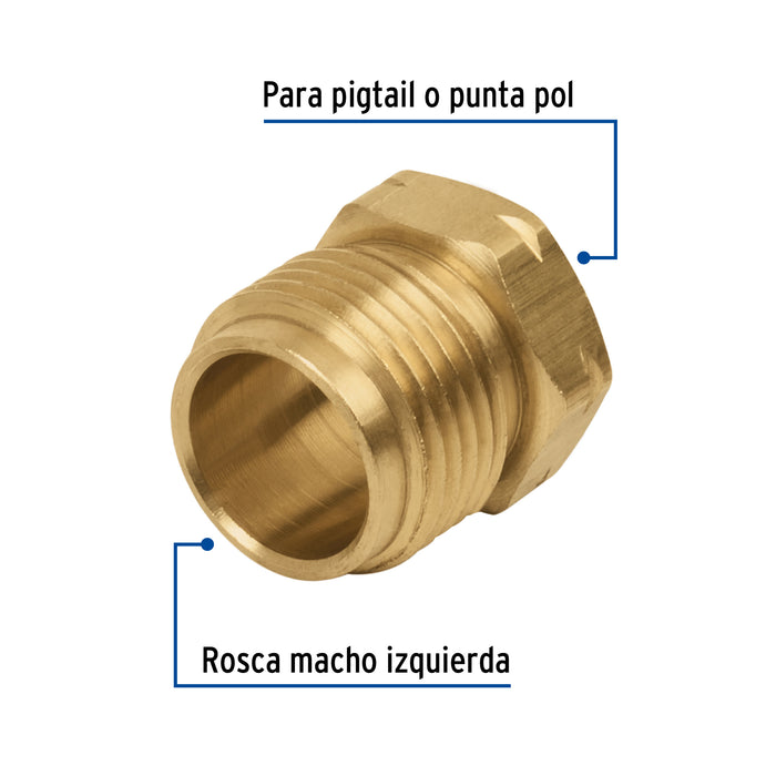 Tuerca izquierda de latón 7/8' en bolsa, Foset 49300