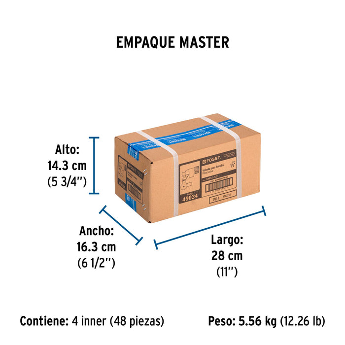 Válvula de flotador de latón 1/2', Foset 49034