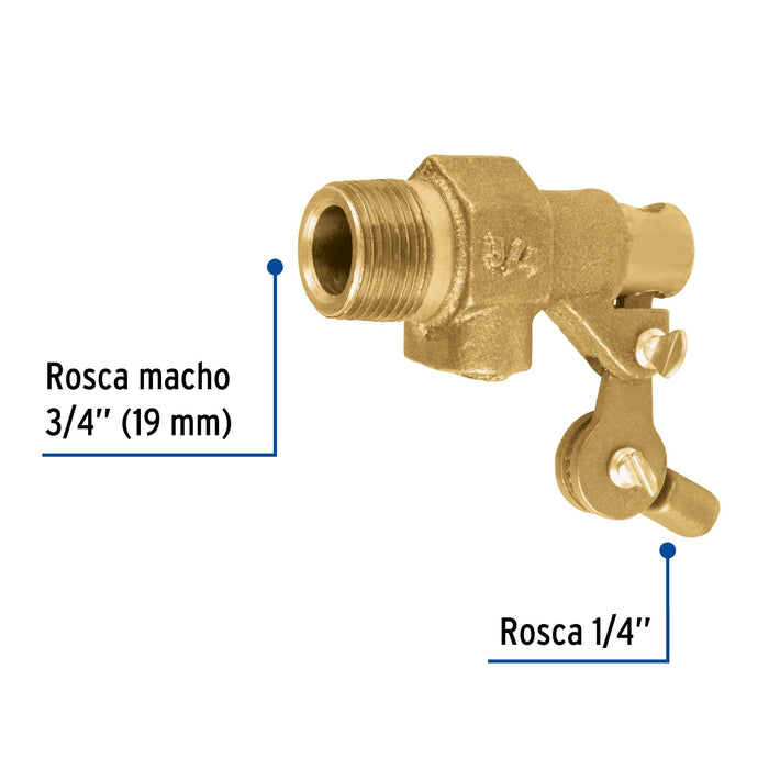Válvula de flotador de latón 3/4', reforzada, Foset 49900