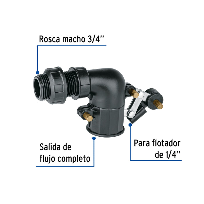 Válvula de POM, 3/4' para flotador, Foset 48545
