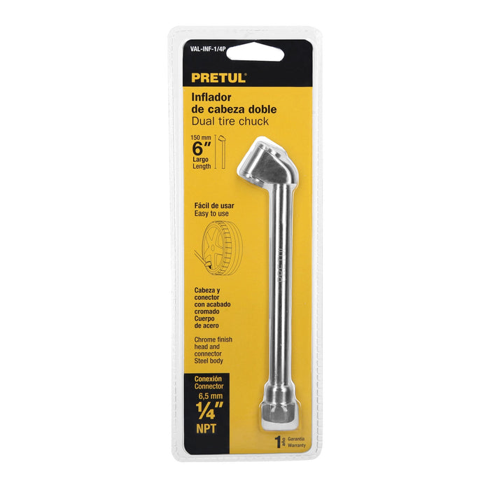 Inflador de cabeza doble, cuerda 1/4 NPT, Pretul Código: 21694
