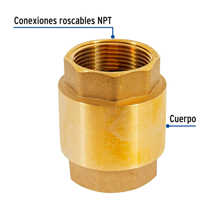 Válvula de retención de latón de 1 1/4', Foset 49068
