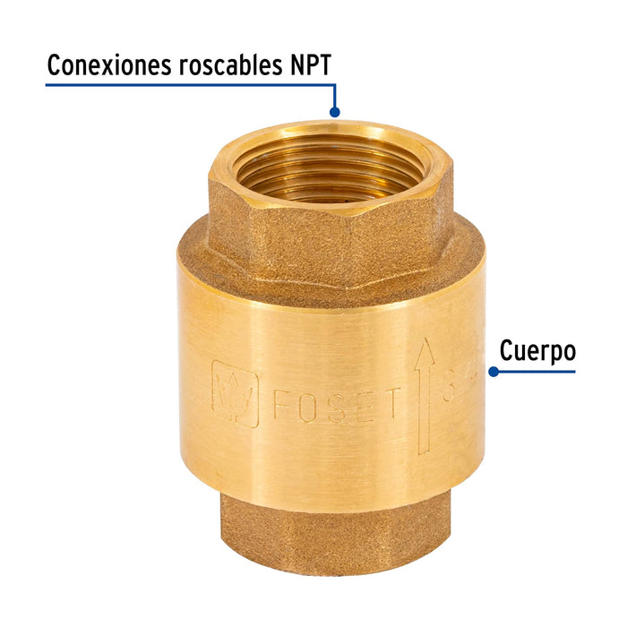 Válvula de retención de latón de 3/4', Foset 49066