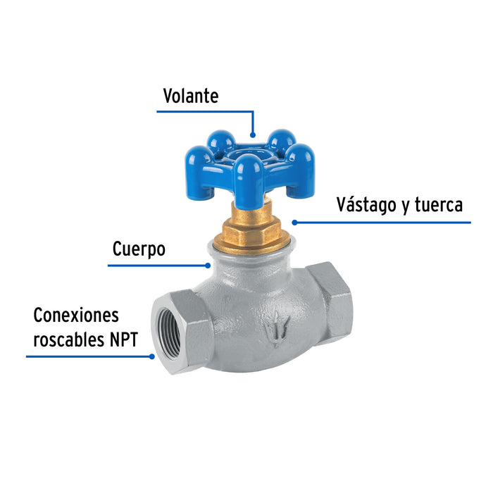 Válvula globo de hierro para gas LP,3/4', Foset 47658
